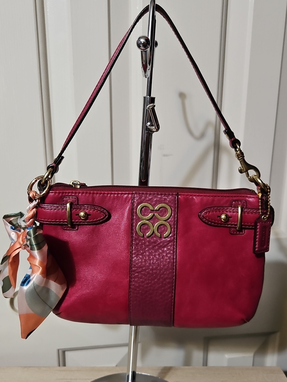 Coach EUC Optic Berry Pink Leather Shoulder Bag